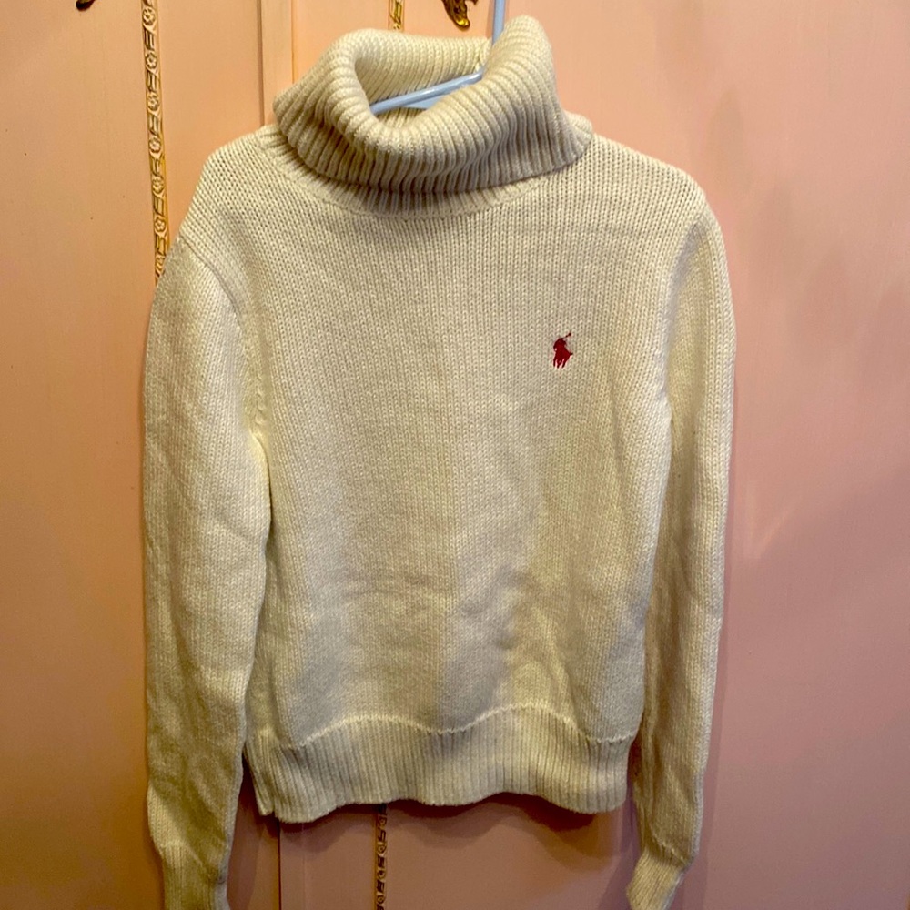 Girls large 12/14 off white Ralph Lauren long sleeve turtleneck sweater